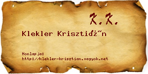 Klekler Krisztián névjegykártya